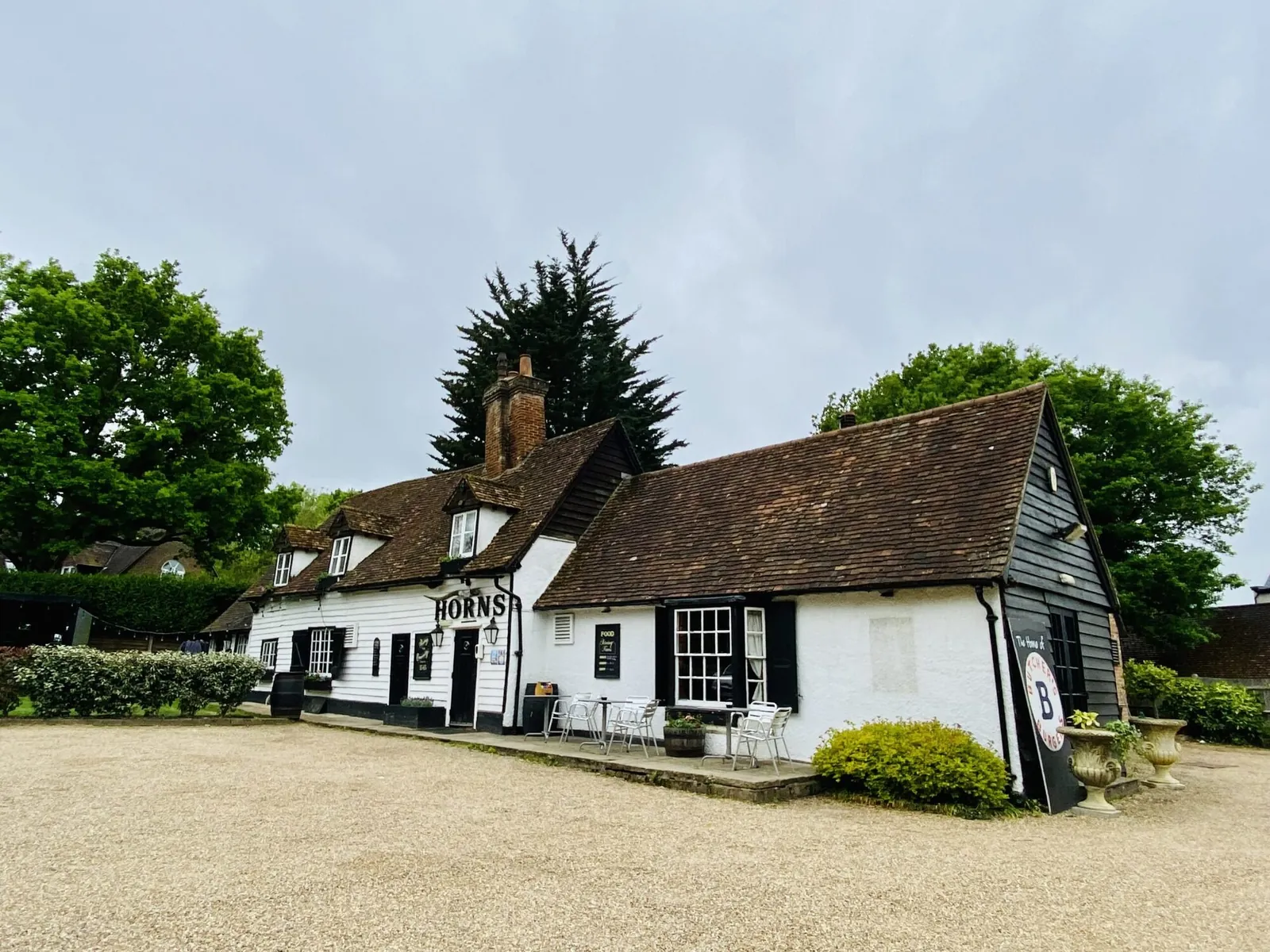 The front of The Horns from the road at Bulls Green