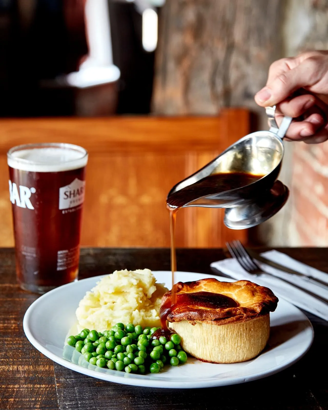Pie and mash with gravy