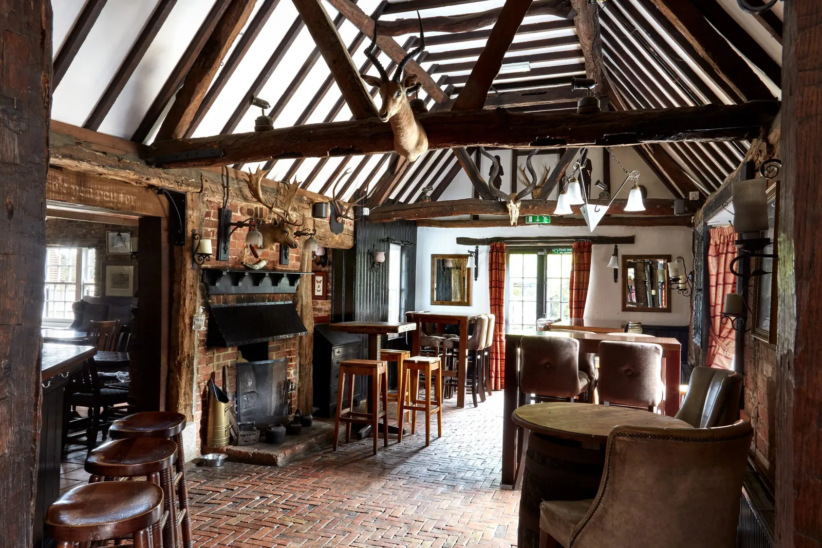 The open fireplace at The Horns